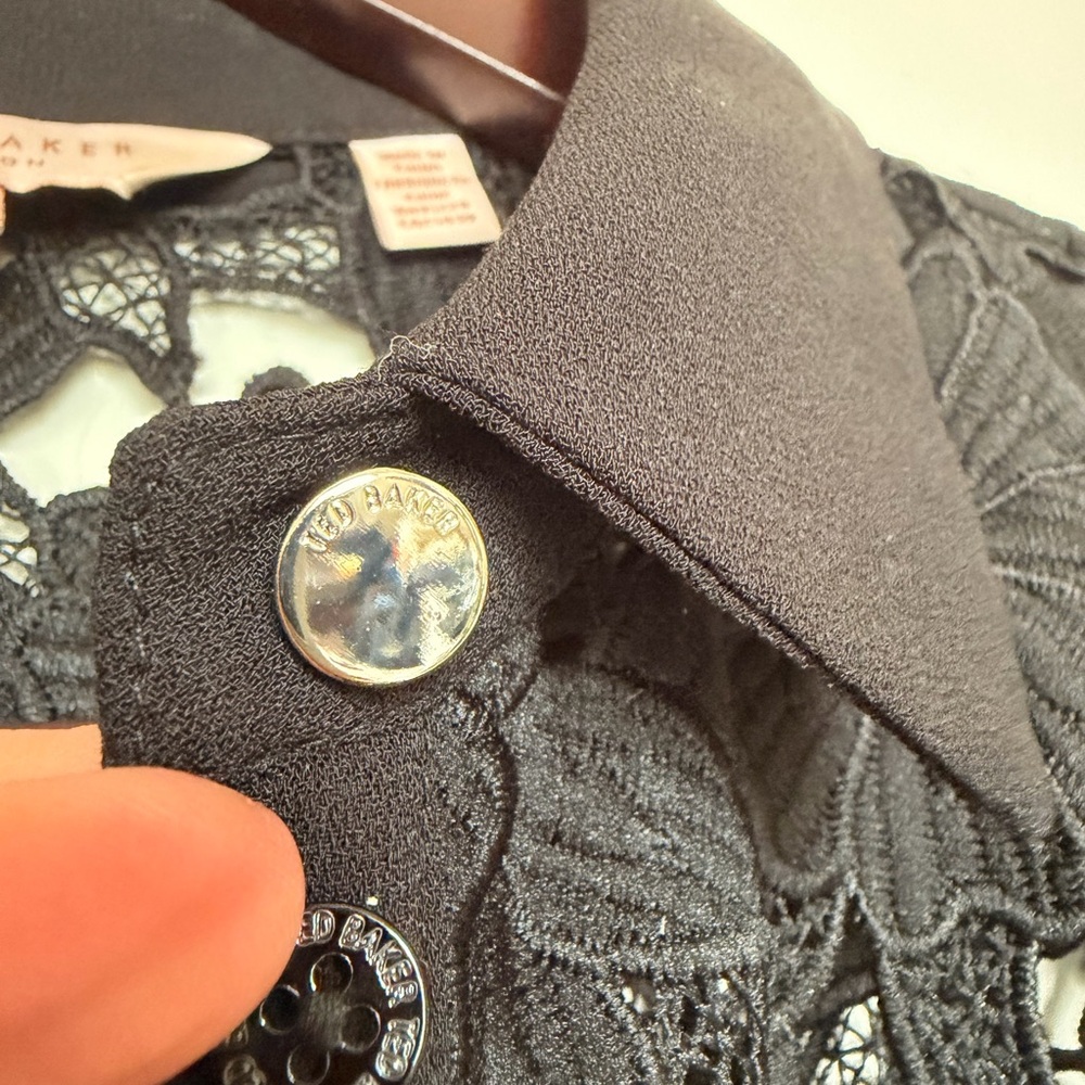 Ted Baker Black Floral Lace Button-Up Blouse - Picture 8 of 8